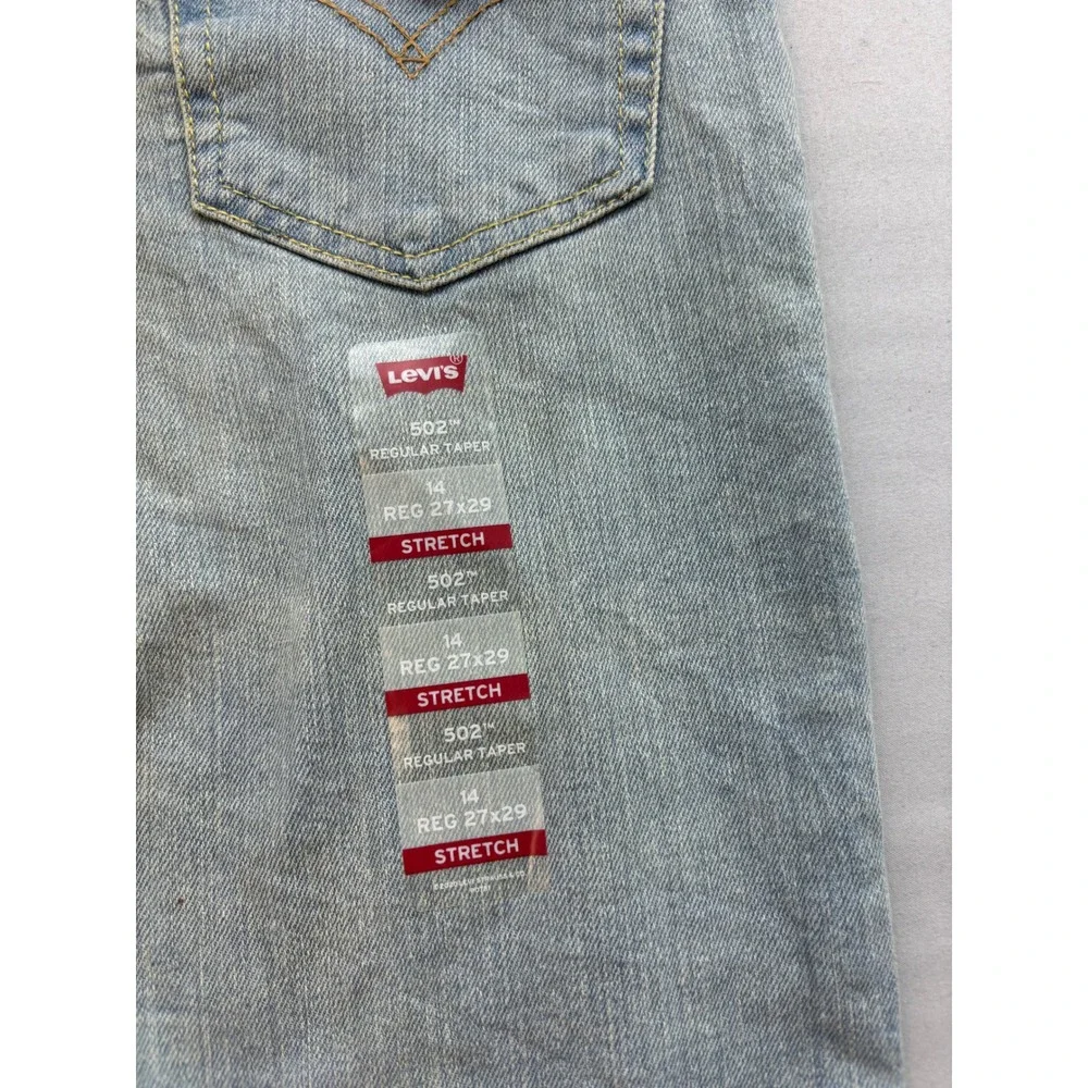 Levis 502 Regular Taper Boys Jeans Light Wash Stretch Denim 14 Reg 27x29